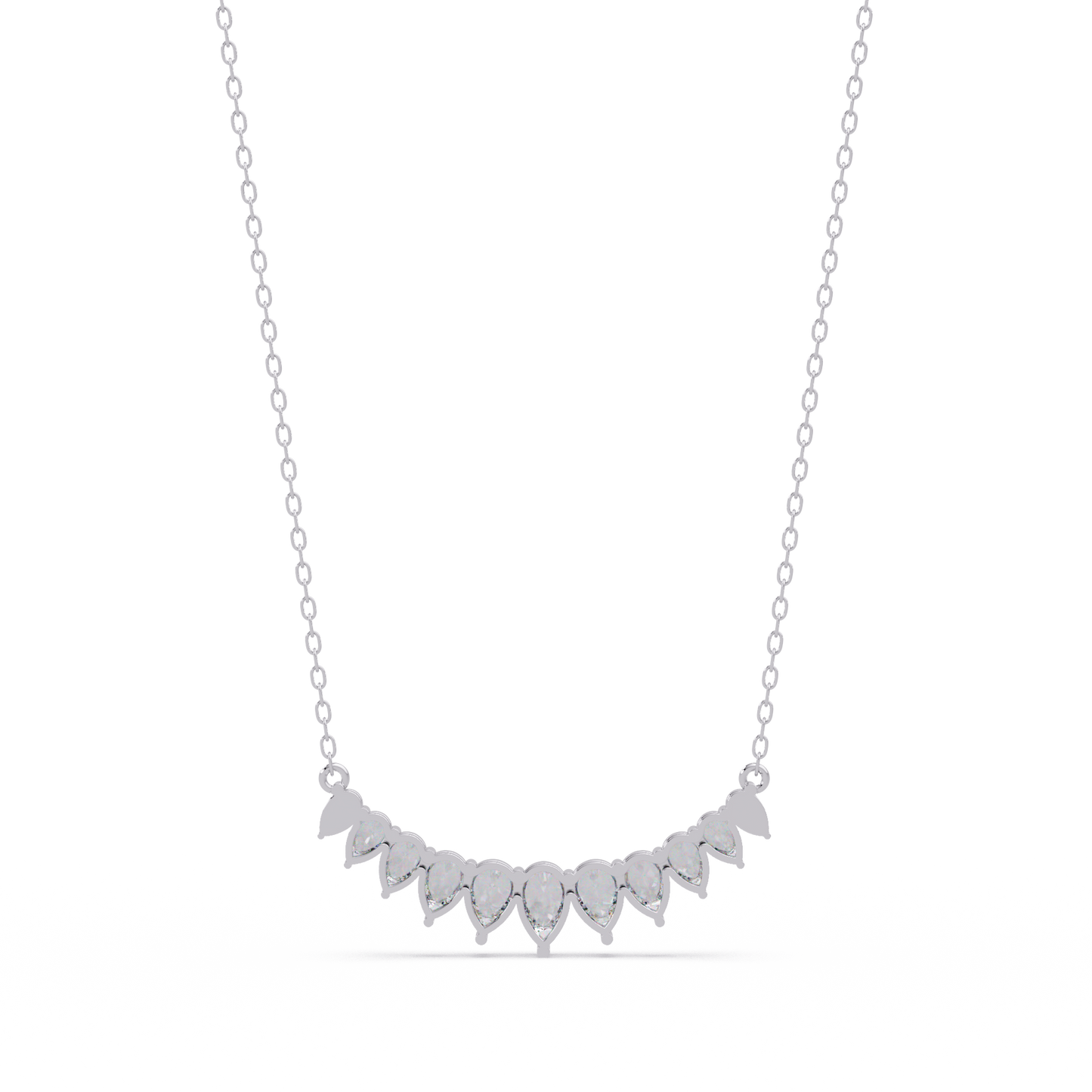 Pear Cut Graduation Curve Lab Grown Diamond Necklace - HIGHCARAT DIAMONDS