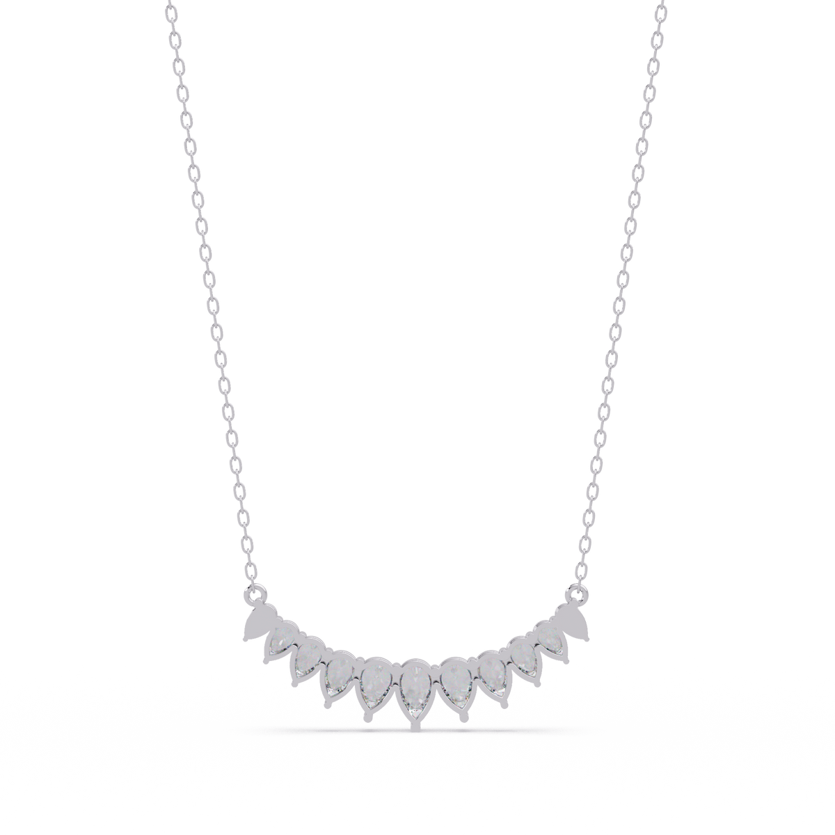 Pear Cut Graduation Curve Lab Grown Diamond Necklace - HIGHCARAT DIAMONDS