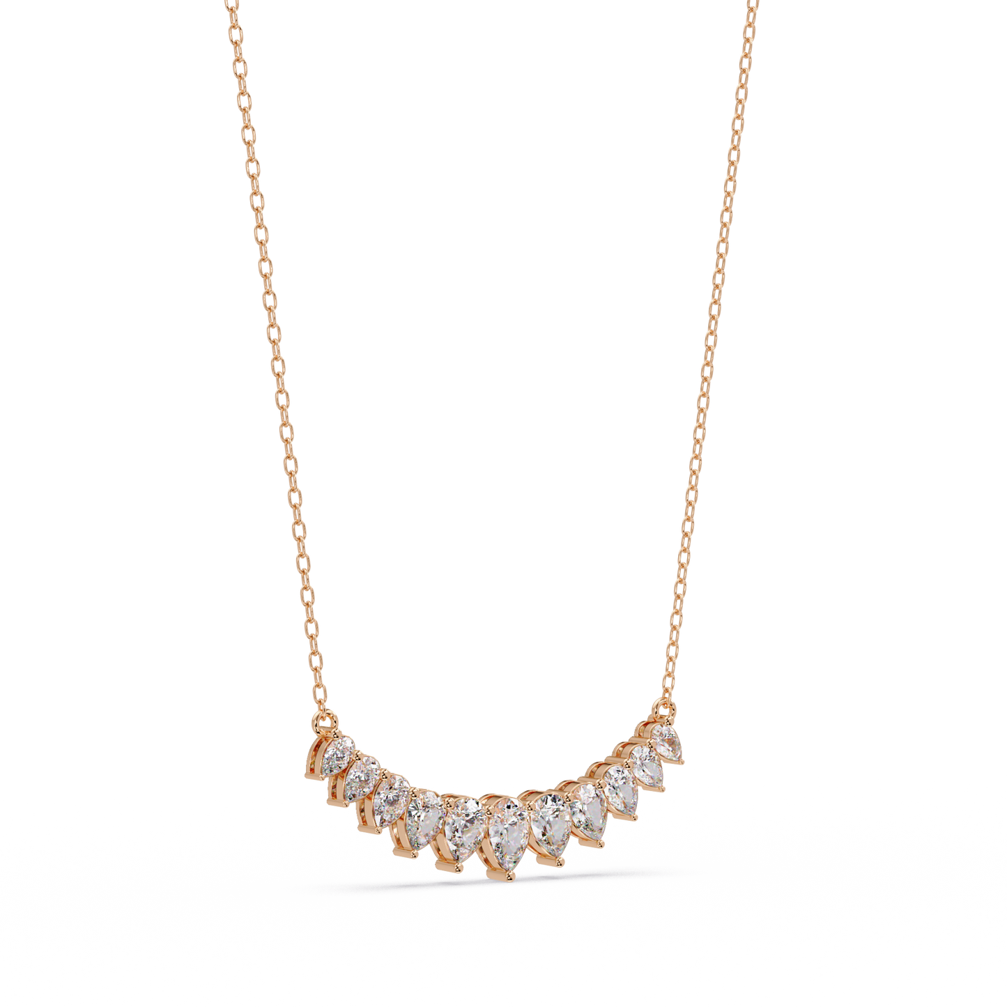 Pear Cut Graduation Curve Lab Grown Diamond Necklace - HIGHCARAT DIAMONDS