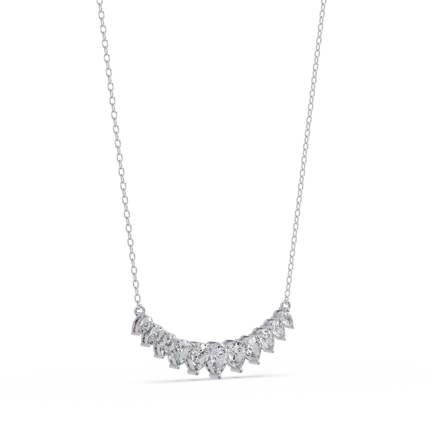 Pear Cut Graduation Curve Lab Grown Diamond Necklace - HIGHCARAT DIAMONDS