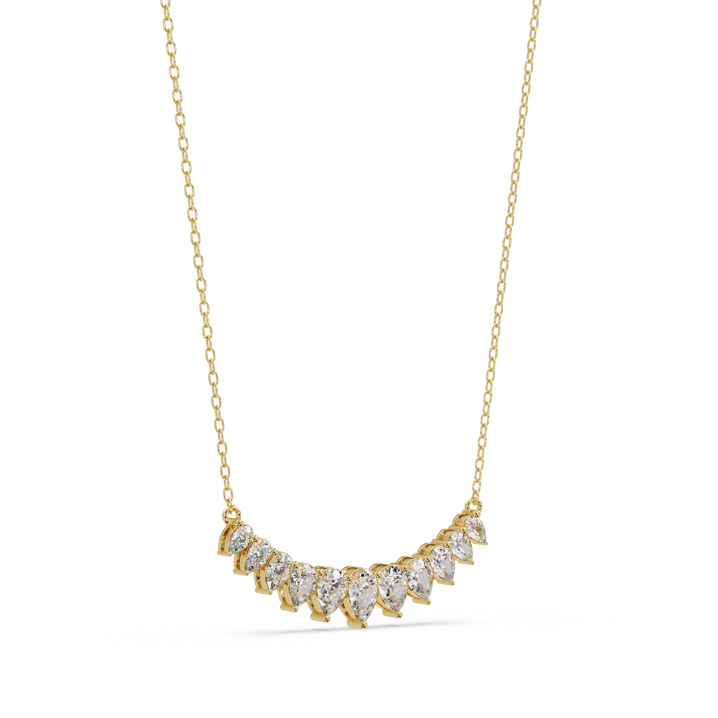 Pear Cut Graduation Curve Lab Grown Diamond Necklace - HIGHCARAT DIAMONDS