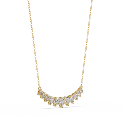 Pear Cut Graduation Curve Lab Grown Diamond Necklace - HIGHCARAT DIAMONDS
