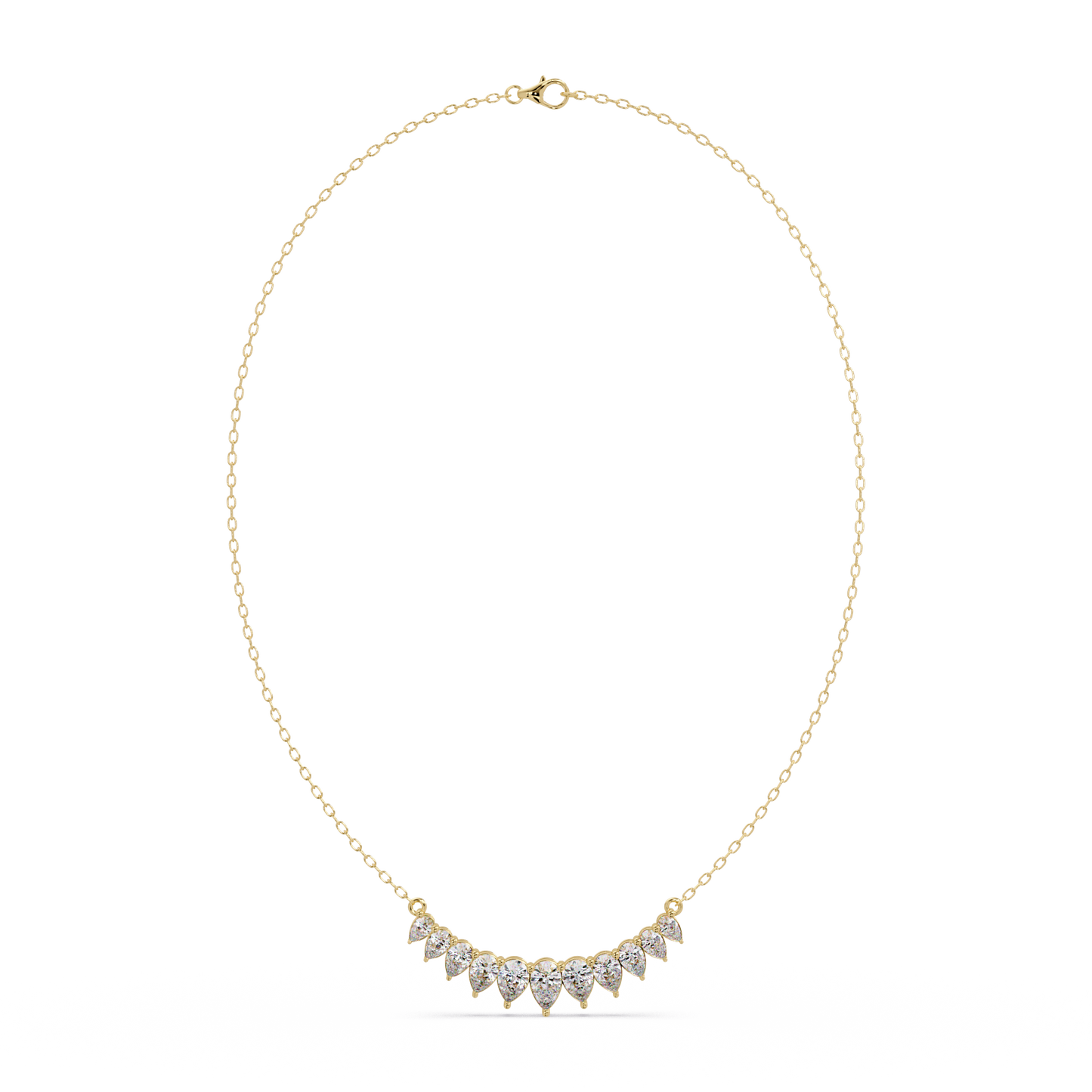 Pear Cut Graduation Curve Lab Grown Diamond Necklace - HIGHCARAT DIAMONDS