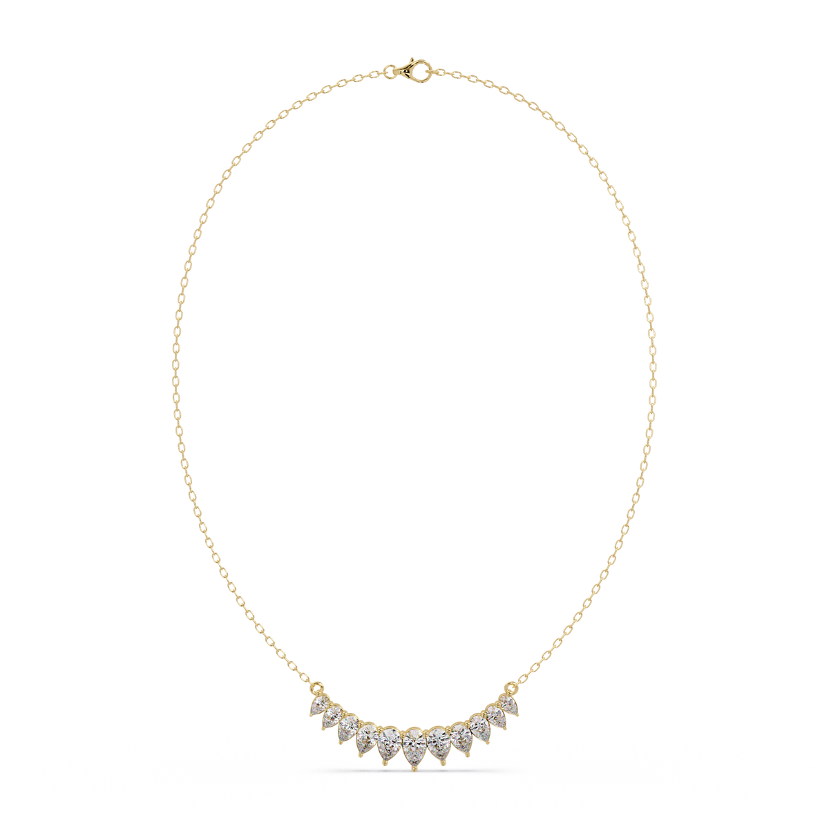 Pear Cut Graduation Curve Lab Grown Diamond Necklace - HIGHCARAT DIAMONDS