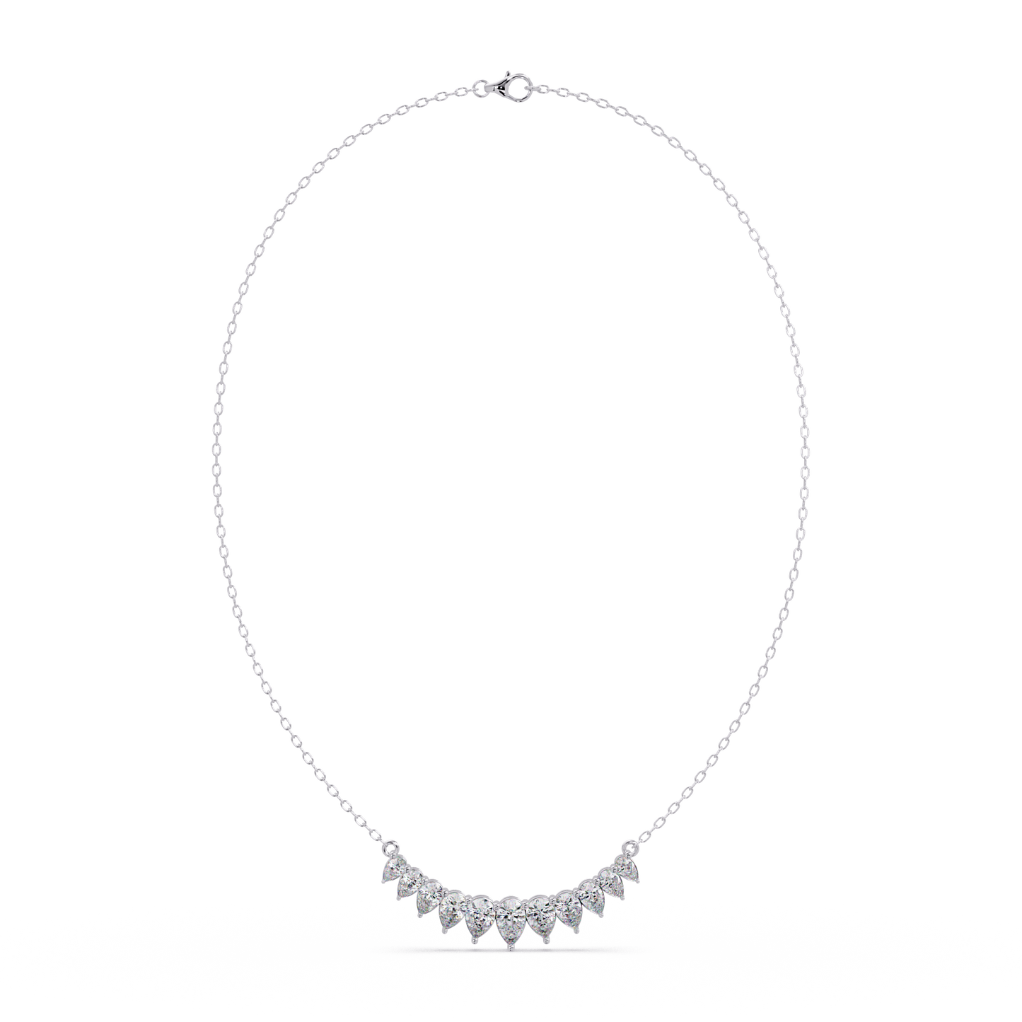 Pear Cut Graduation Curve Lab Grown Diamond Necklace - HIGHCARAT DIAMONDS