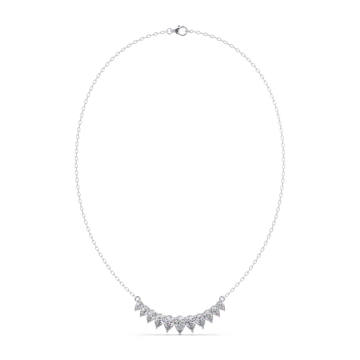 Pear Cut Graduation Curve Lab Grown Diamond Necklace - HIGHCARAT DIAMONDS