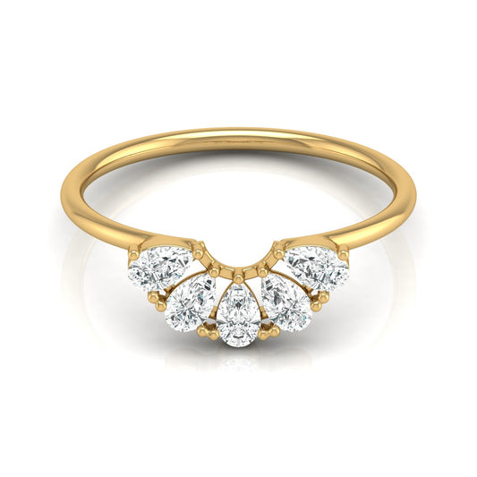 Pear Cut Lab Diamond Curve Crown Ring - HIGHCARAT DIAMONDS