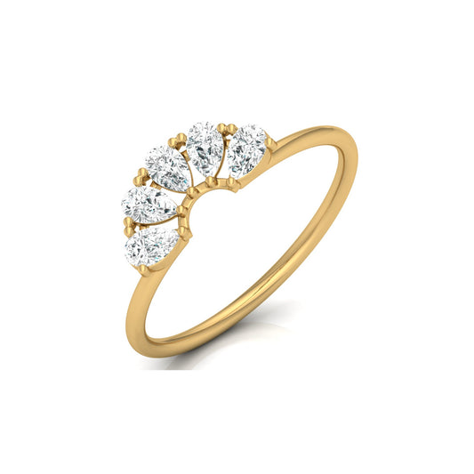 Pear Cut Lab Diamond Curve Crown Ring