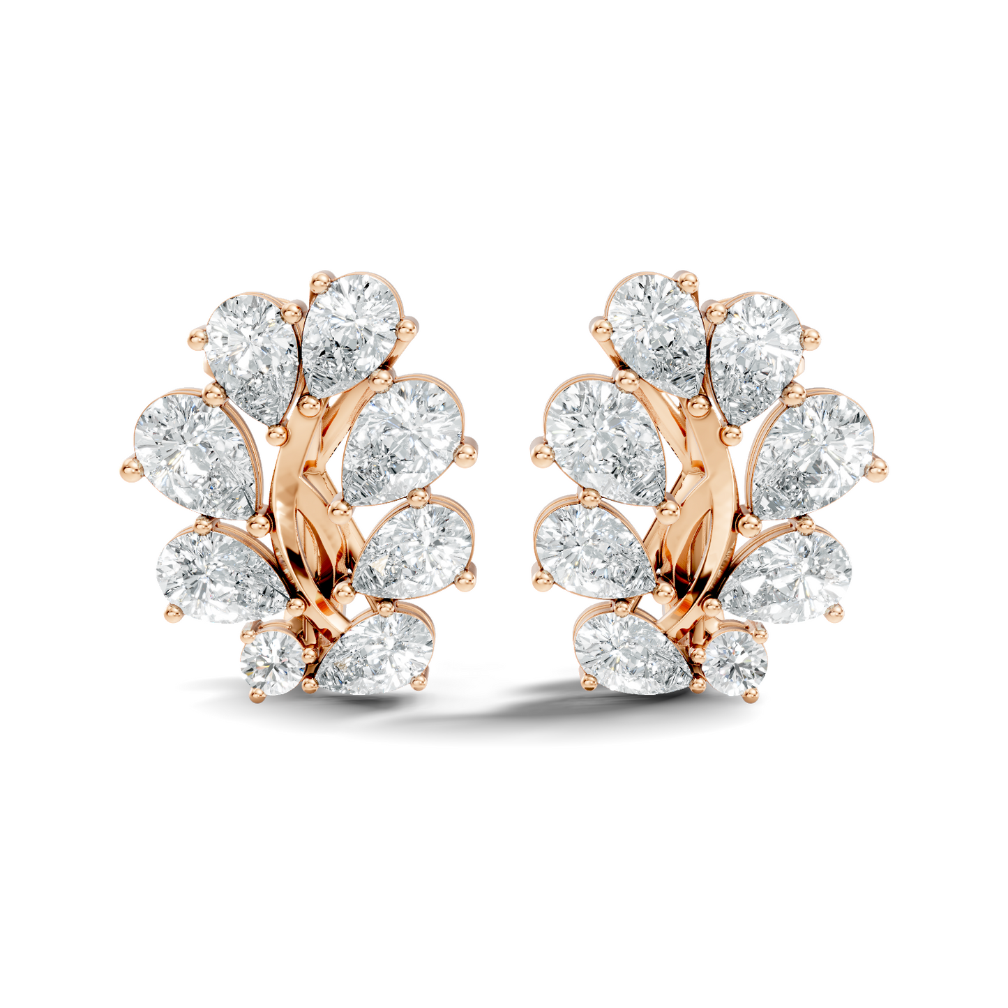 Pear And Round Cut Diamond Vintage Earring Stacking Minimalist Antique Stud Earring Gift For Women's - HIGHCARAT DIAMONDS