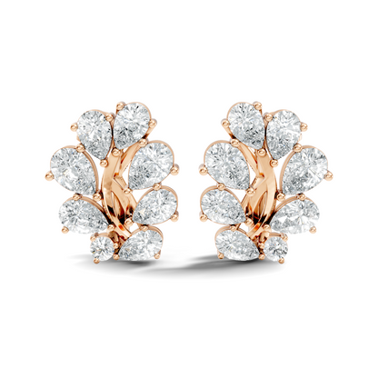 Pear And Round Cut Diamond Vintage Earring Stacking Minimalist Antique Stud Earring Gift For Women's - HIGHCARAT DIAMONDS