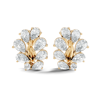 Pear And Round Cut Diamond Vintage Earring Stacking Minimalist Antique Stud Earring Gift For Women's - HIGHCARAT DIAMONDS