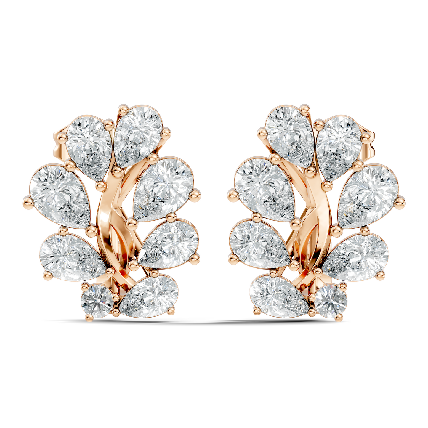 Pear And Round Cut Diamond Vintage Earring Stacking Minimalist Antique Stud Earring Gift For Women's - HIGHCARAT DIAMONDS