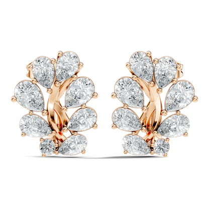 Pear And Round Cut Diamond Vintage Earring Stacking Minimalist Antique Stud Earring Gift For Women's - HIGHCARAT DIAMONDS