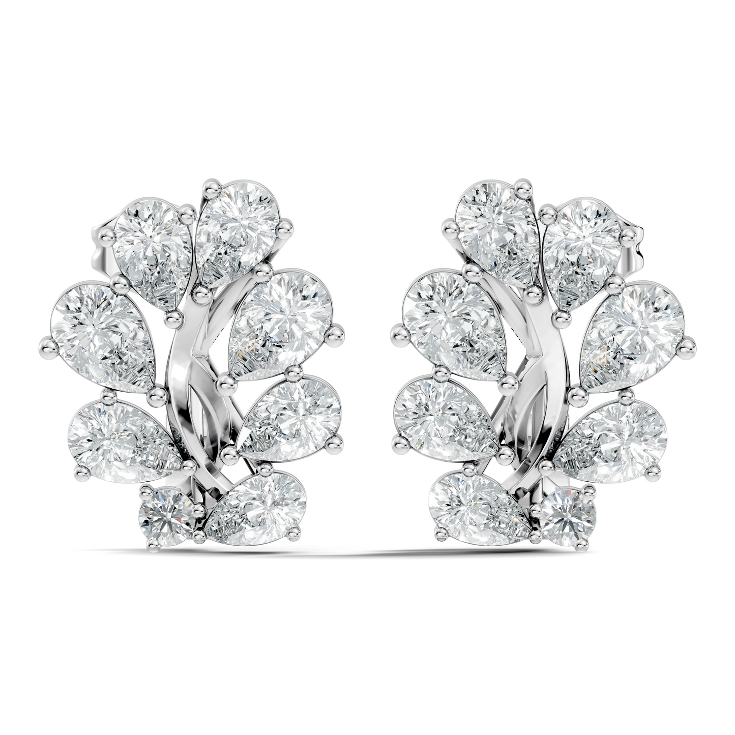 Pear And Round Cut Diamond Vintage Earring Stacking Minimalist Antique Stud Earring Gift For Women's - HIGHCARAT DIAMONDS