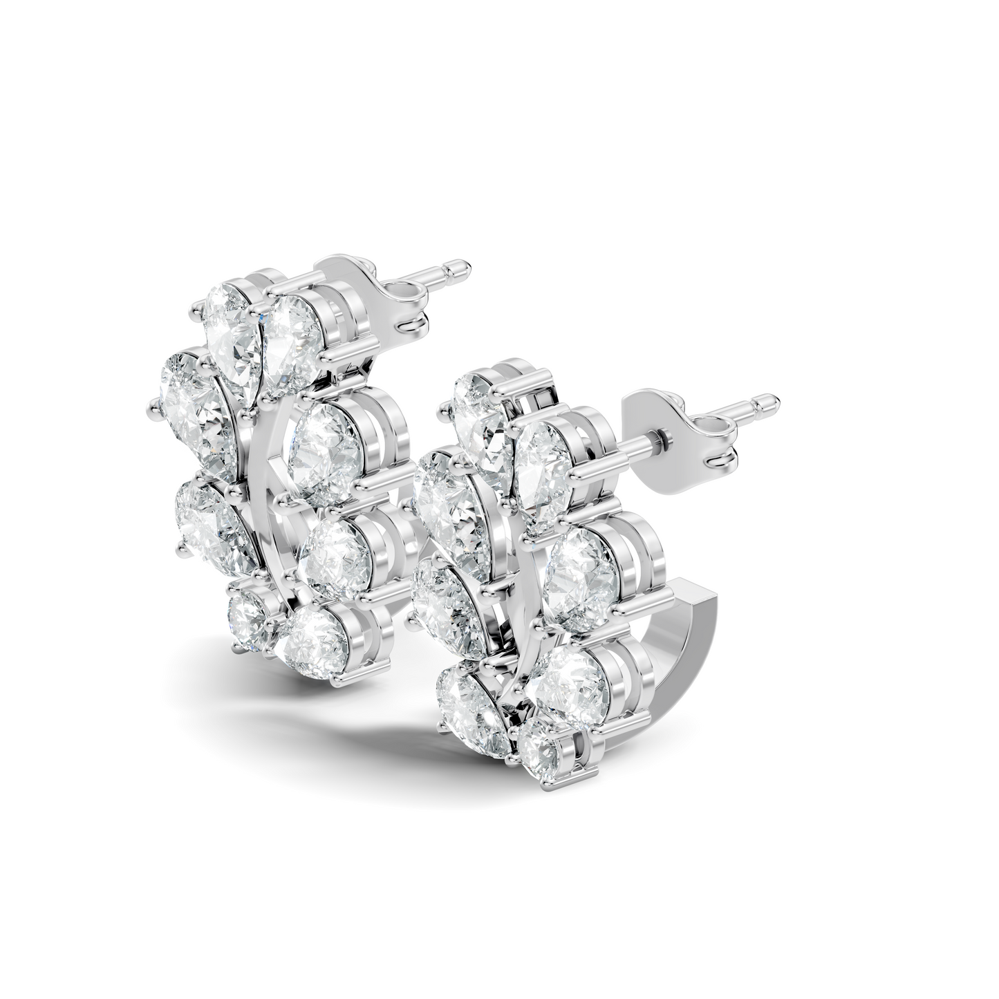 Pear And Round Cut Diamond Vintage Earring Stacking Minimalist Antique Stud Earring Gift For Women's - HIGHCARAT DIAMONDS