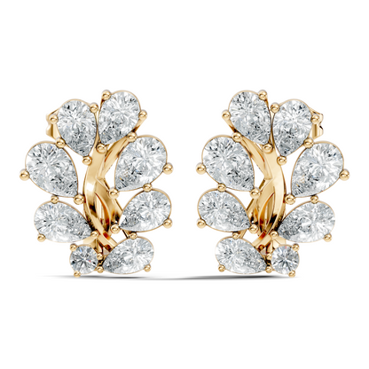Pear And Round Cut Diamond Vintage Earring Stacking Minimalist Antique Stud Earring Gift For Women's - HIGHCARAT DIAMONDS