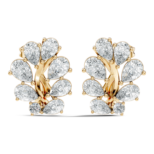 Pear And Round Cut Diamond Vintage Earring Stacking Minimalist Antique Stud Earring Gift For Women's - HIGHCARAT DIAMONDS