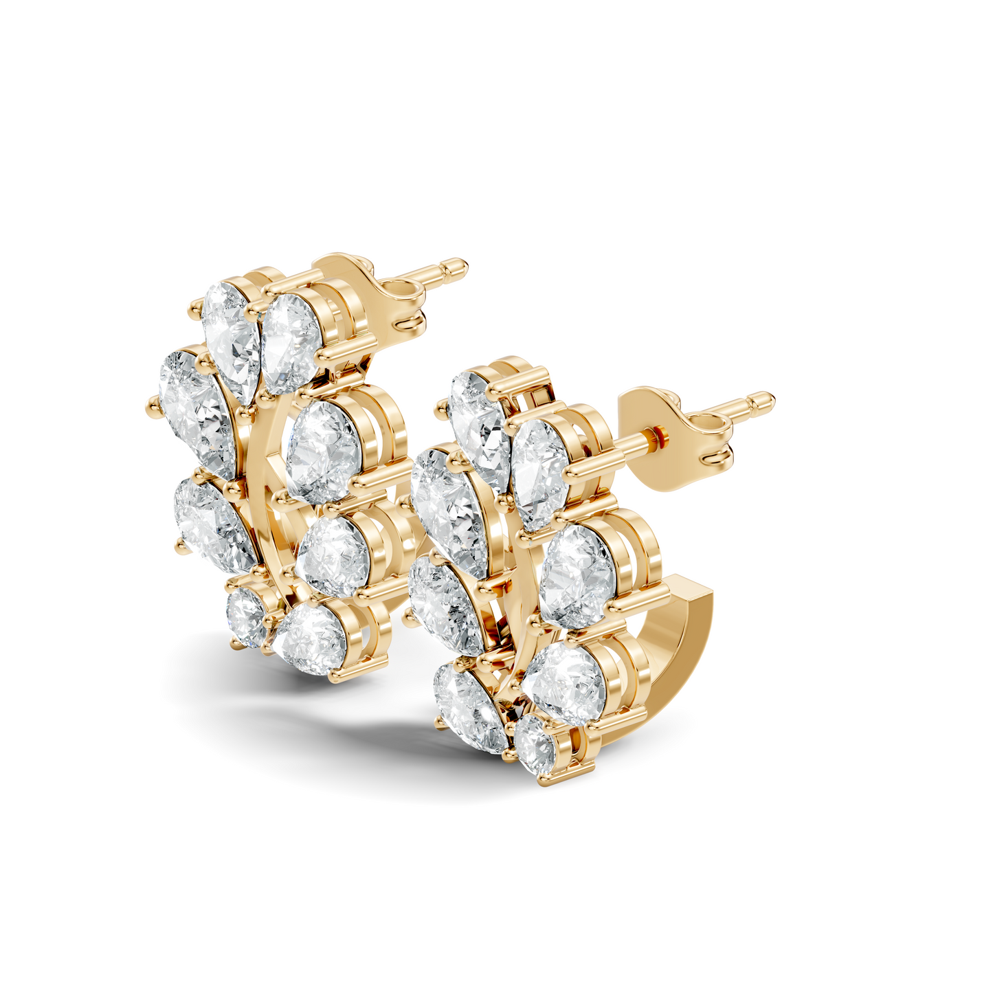 Pear And Round Cut Diamond Vintage Earring Stacking Minimalist Antique Stud Earring Gift For Women's - HIGHCARAT DIAMONDS