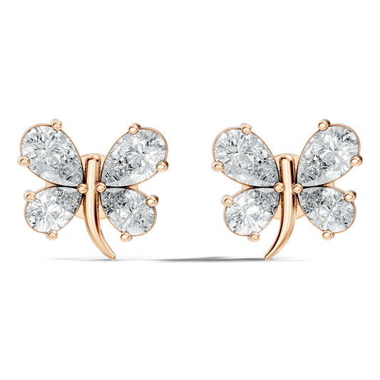 Elegant Pear Cut Labgrown Diamond Stud Butterfly Inspired Classic Ecofriendly Earring - HIGHCARAT DIAMONDS
