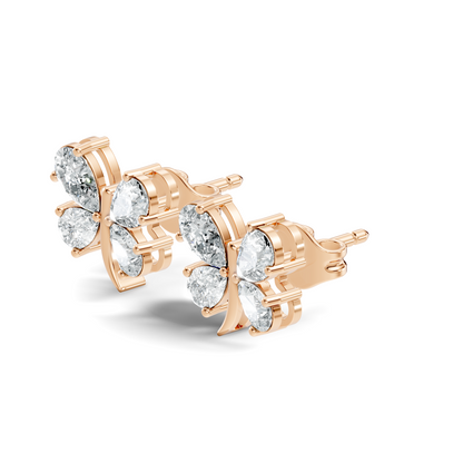 Elegant Pear Cut Labgrown Diamond Stud Butterfly Inspired Classic Ecofriendly Earring - HIGHCARAT DIAMONDS
