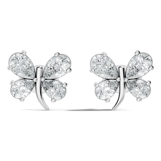 Elegant Pear Cut Labgrown Diamond Stud Butterfly Inspired Classic Ecofriendly Earring - HIGHCARAT DIAMONDS