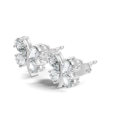 Elegant Pear Cut Labgrown Diamond Stud Butterfly Inspired Classic Ecofriendly Earring - HIGHCARAT DIAMONDS
