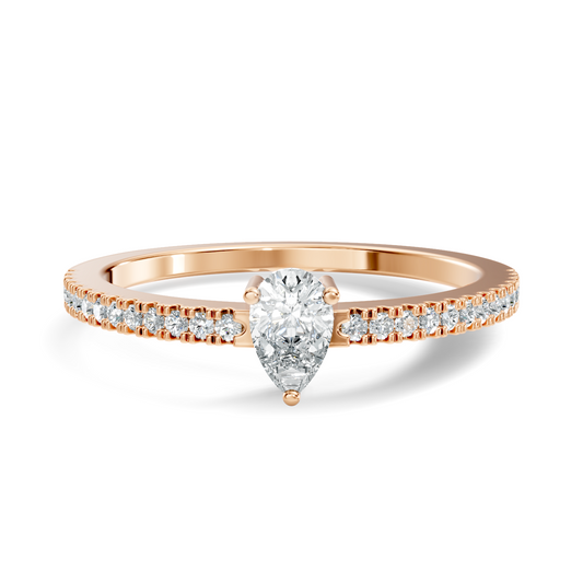 10k Yellow Gold Pear and Round Cut Diamond Vintage Delicate Half Eternity Dainty Wedding Ring For Her - HIGHCARAT DIAMONDS