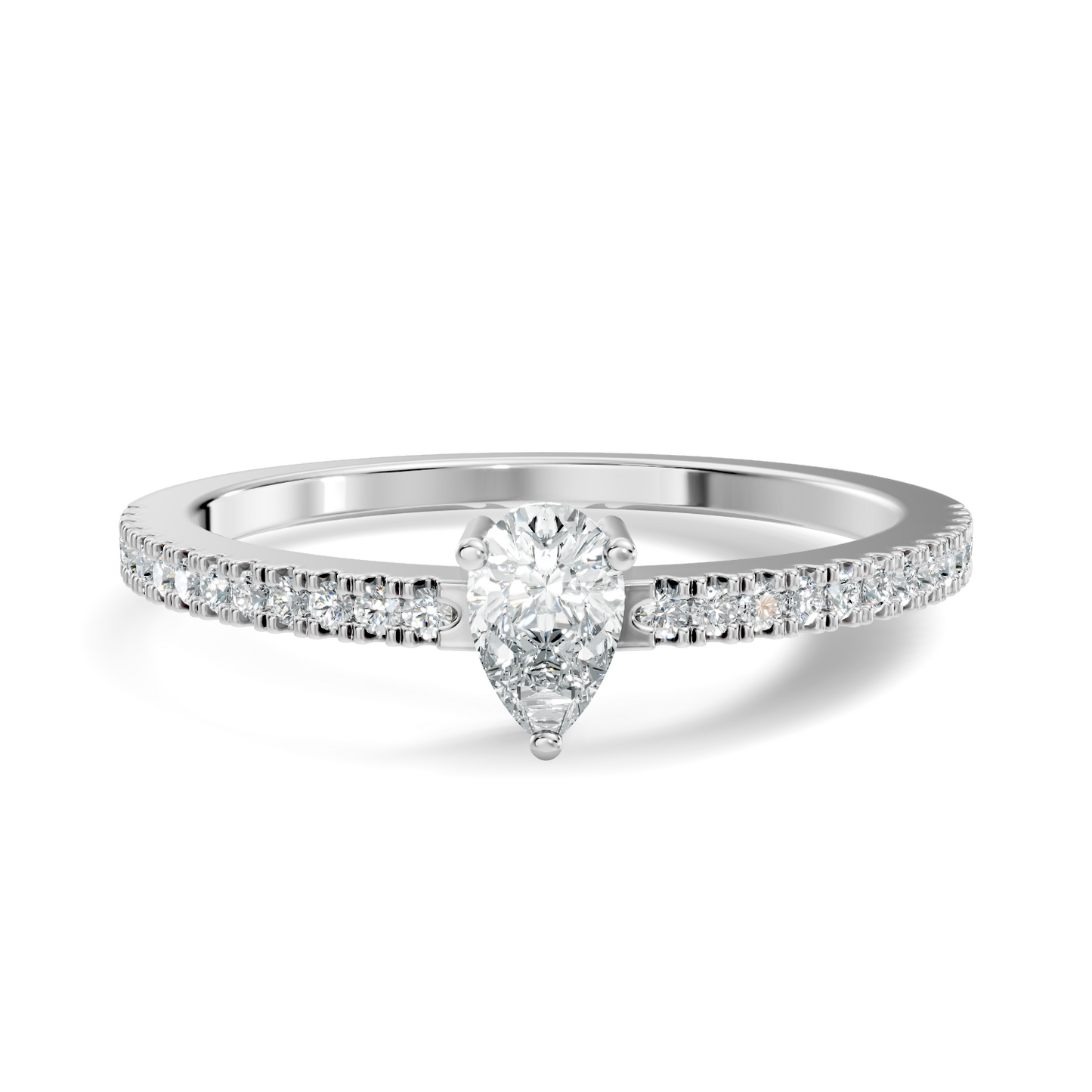 10k Yellow Gold Pear and Round Cut Diamond Vintage Delicate Half Eternity Dainty Wedding Ring For Her - HIGHCARAT DIAMONDS