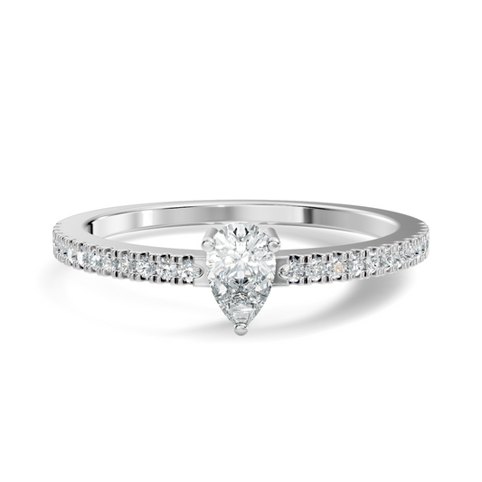 10k Yellow Gold Pear and Round Cut Diamond Vintage Delicate Half Eternity Dainty Wedding Ring For Her - HIGHCARAT DIAMONDS
