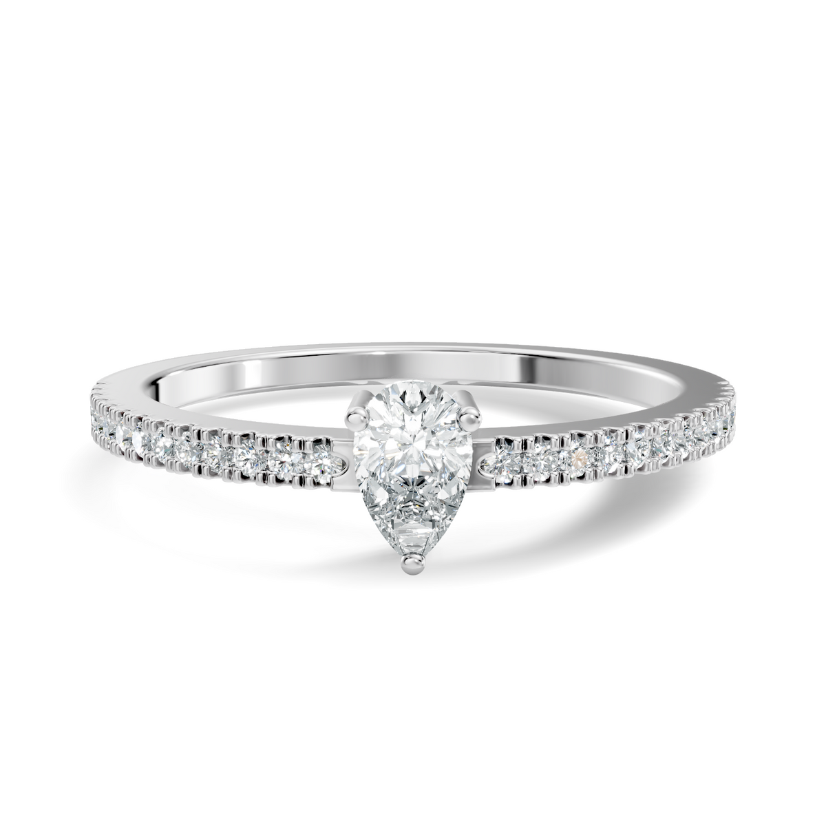 10k Yellow Gold Pear and Round Cut Diamond Vintage Delicate Half Eternity Dainty Wedding Ring For Her - HIGHCARAT DIAMONDS
