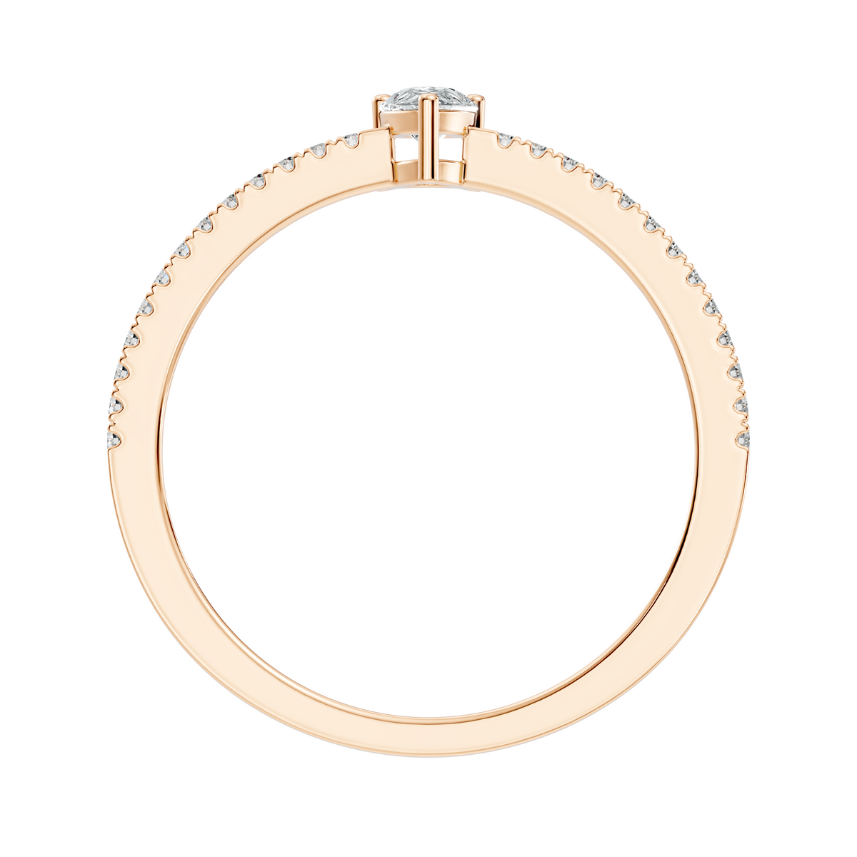 10k Yellow Gold Pear and Round Cut Diamond Vintage Delicate Half Eternity Dainty Wedding Ring For Her - HIGHCARAT DIAMONDS