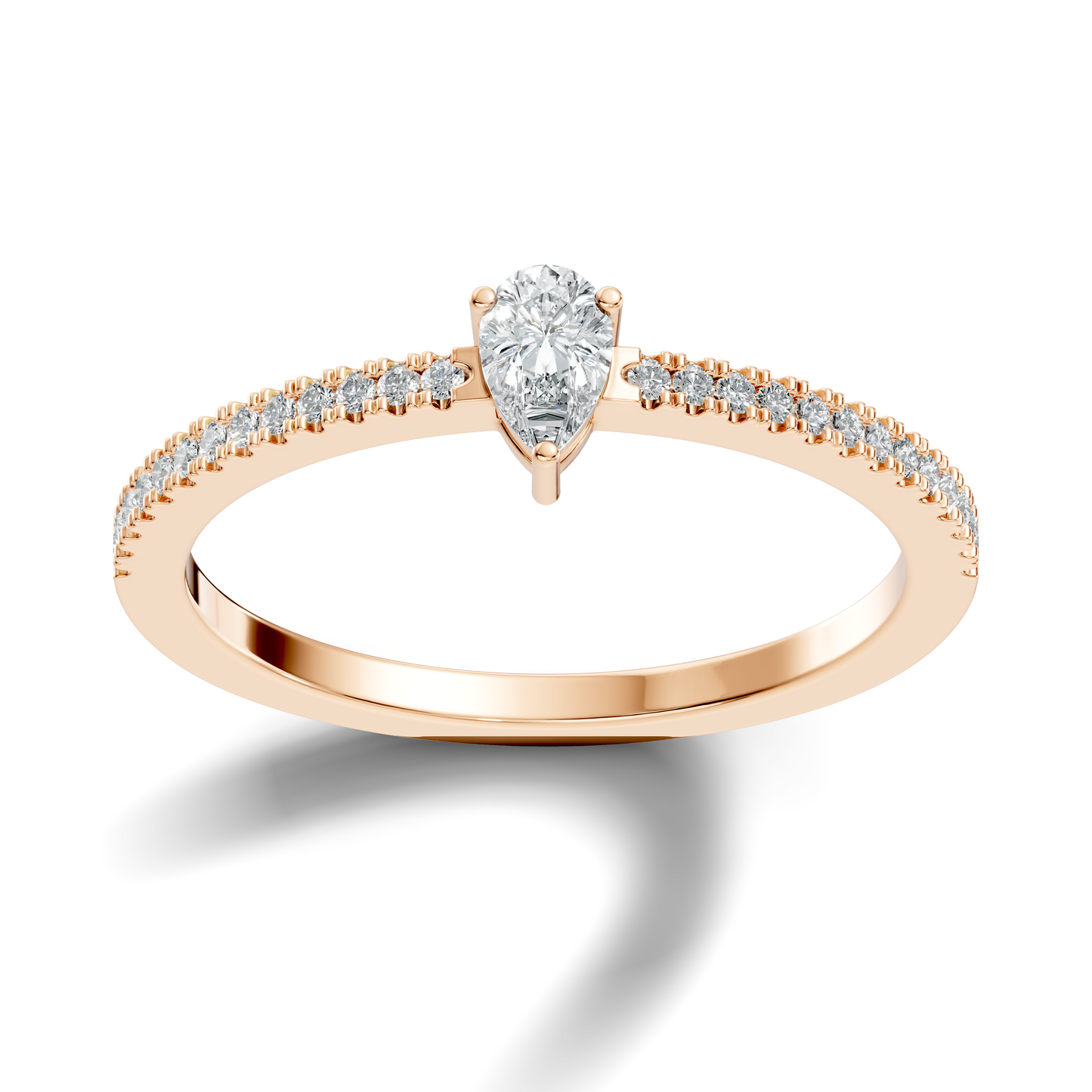 10k Yellow Gold Pear and Round Cut Diamond Vintage Delicate Half Eternity Dainty Wedding Ring For Her - HIGHCARAT DIAMONDS
