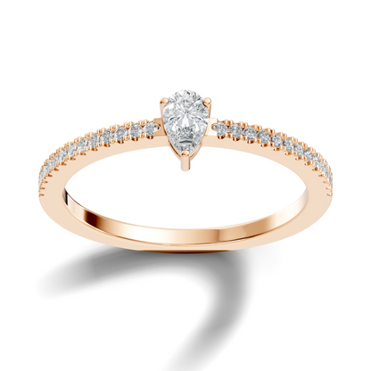 10k Yellow Gold Pear and Round Cut Diamond Vintage Delicate Half Eternity Dainty Wedding Ring For Her - HIGHCARAT DIAMONDS