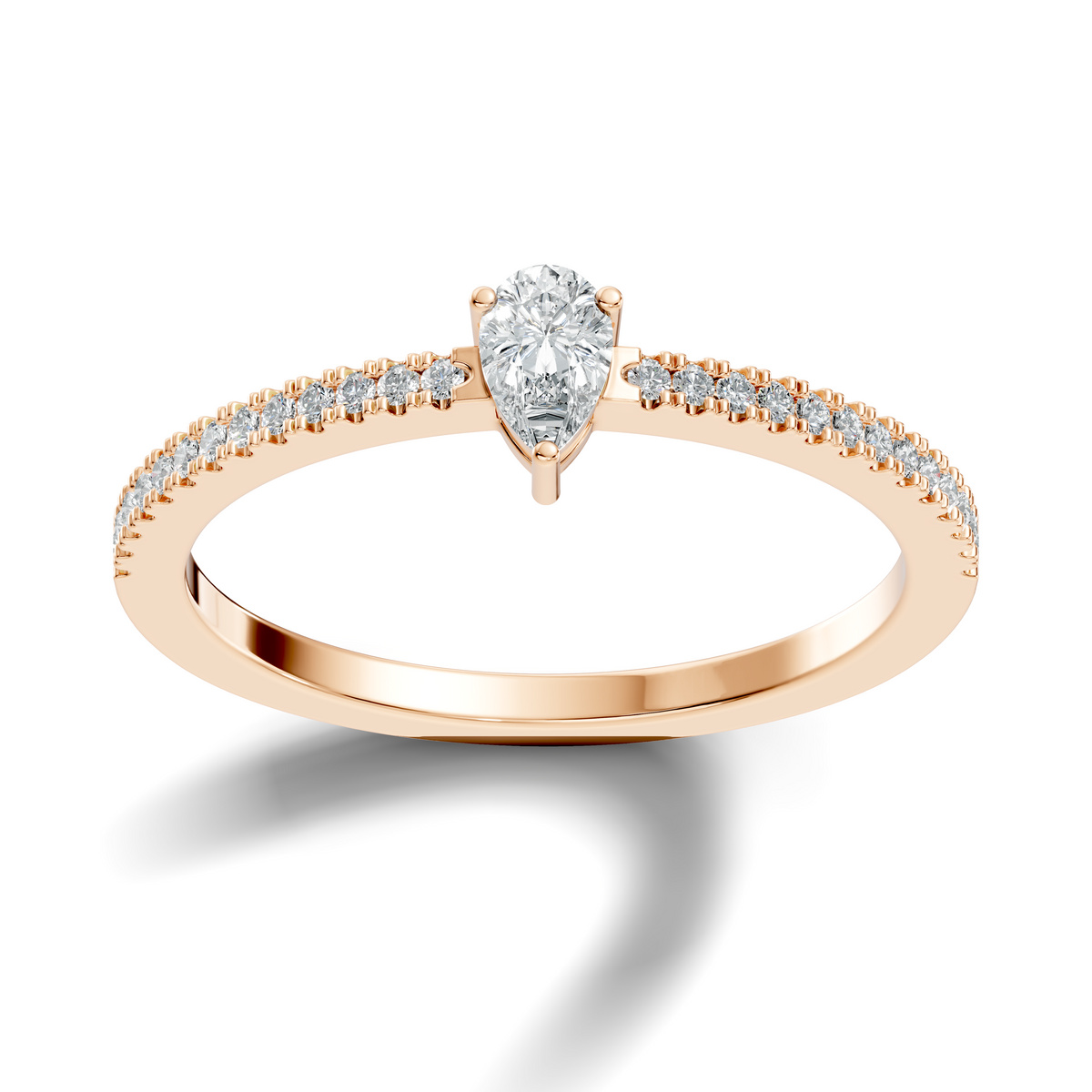 10k Yellow Gold Pear and Round Cut Diamond Vintage Delicate Half Eternity Dainty Wedding Ring For Her - HIGHCARAT DIAMONDS