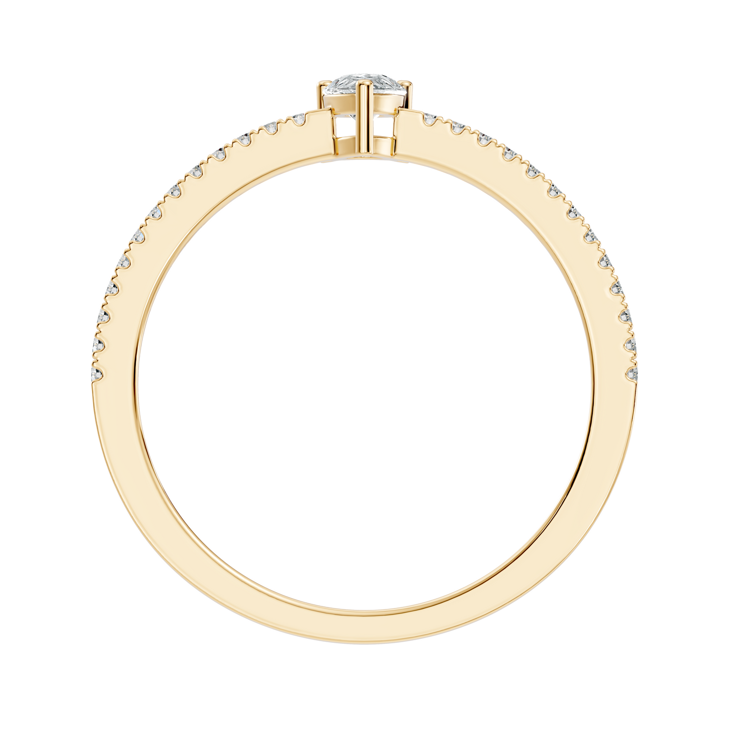 10k Yellow Gold Pear and Round Cut Diamond Vintage Delicate Half Eternity Dainty Wedding Ring For Her - HIGHCARAT DIAMONDS