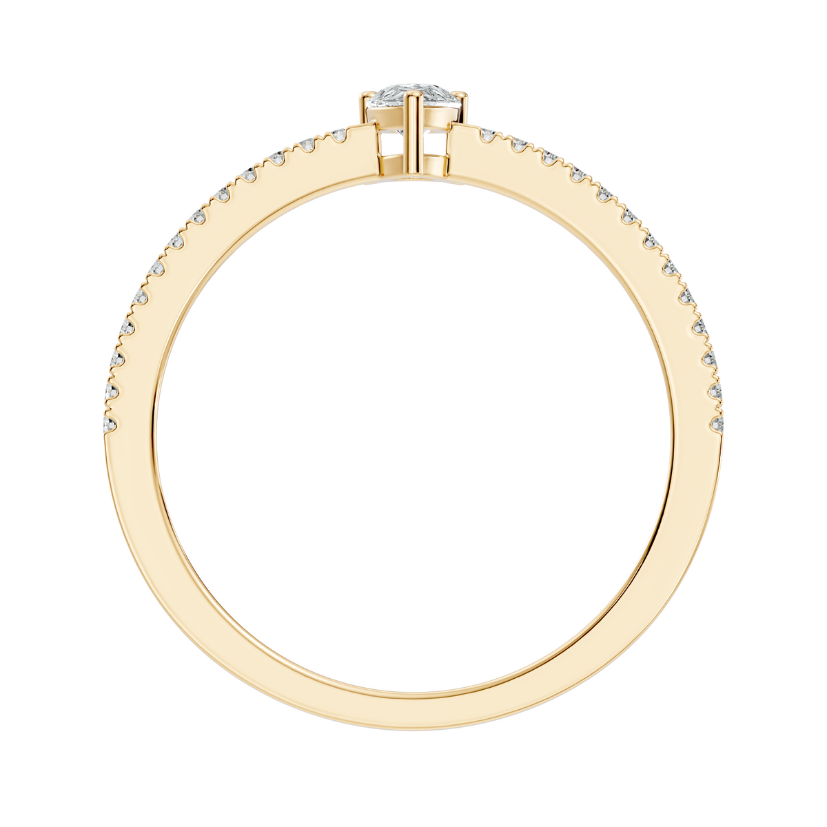 10k Yellow Gold Pear and Round Cut Diamond Vintage Delicate Half Eternity Dainty Wedding Ring For Her - HIGHCARAT DIAMONDS