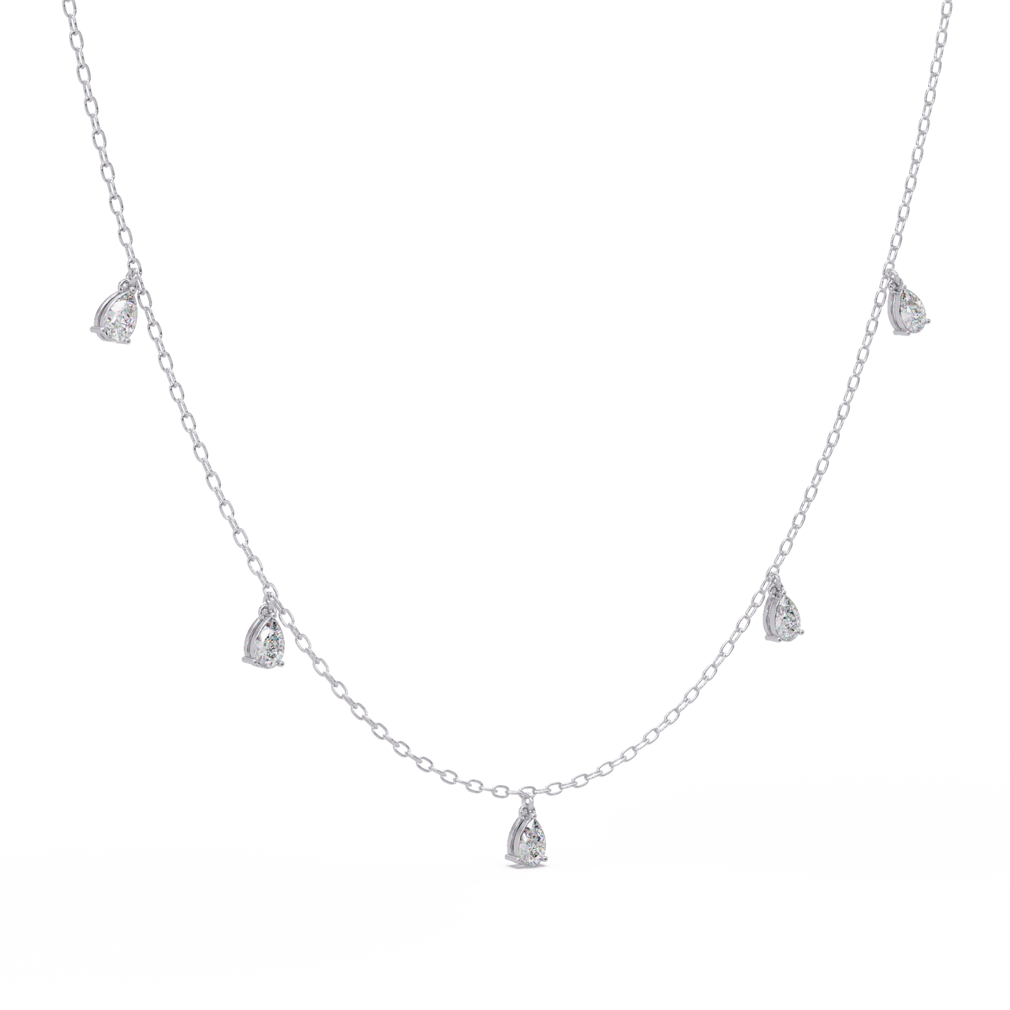 Pear Cut Lab-Grown Diamond Station Necklace in Rose Gold - HIGHCARAT DIAMONDS