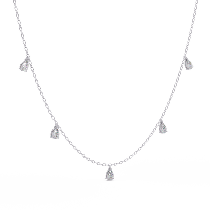 Pear Cut Lab-Grown Diamond Station Necklace in Rose Gold - HIGHCARAT DIAMONDS