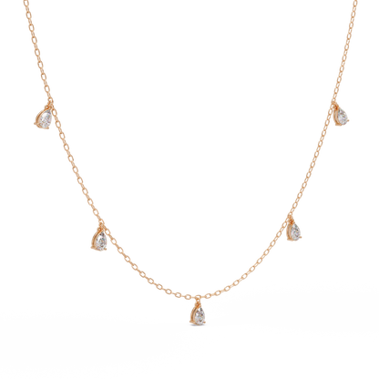 Pear Cut Lab-Grown Diamond Station Necklace in Rose Gold - HIGHCARAT DIAMONDS