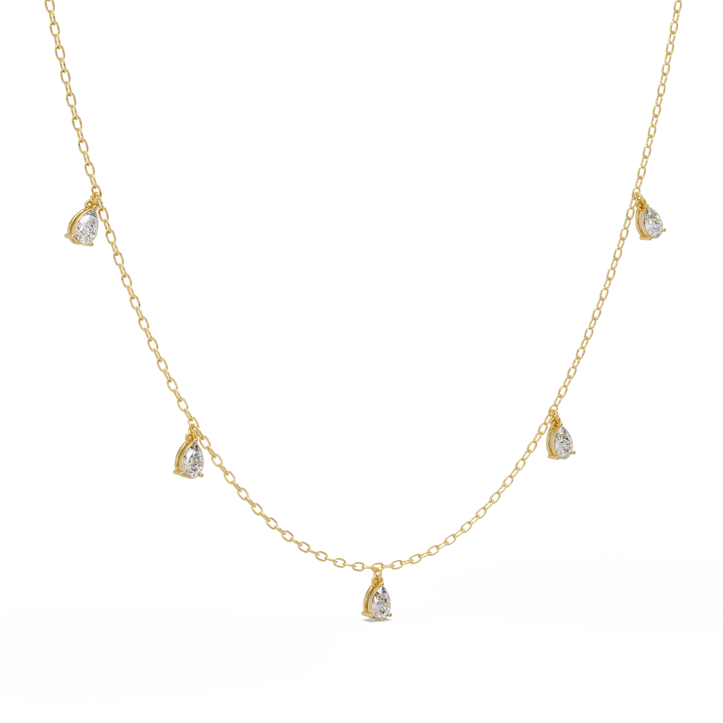 Pear Cut Lab-Grown Diamond Station Necklace in Rose Gold - HIGHCARAT DIAMONDS