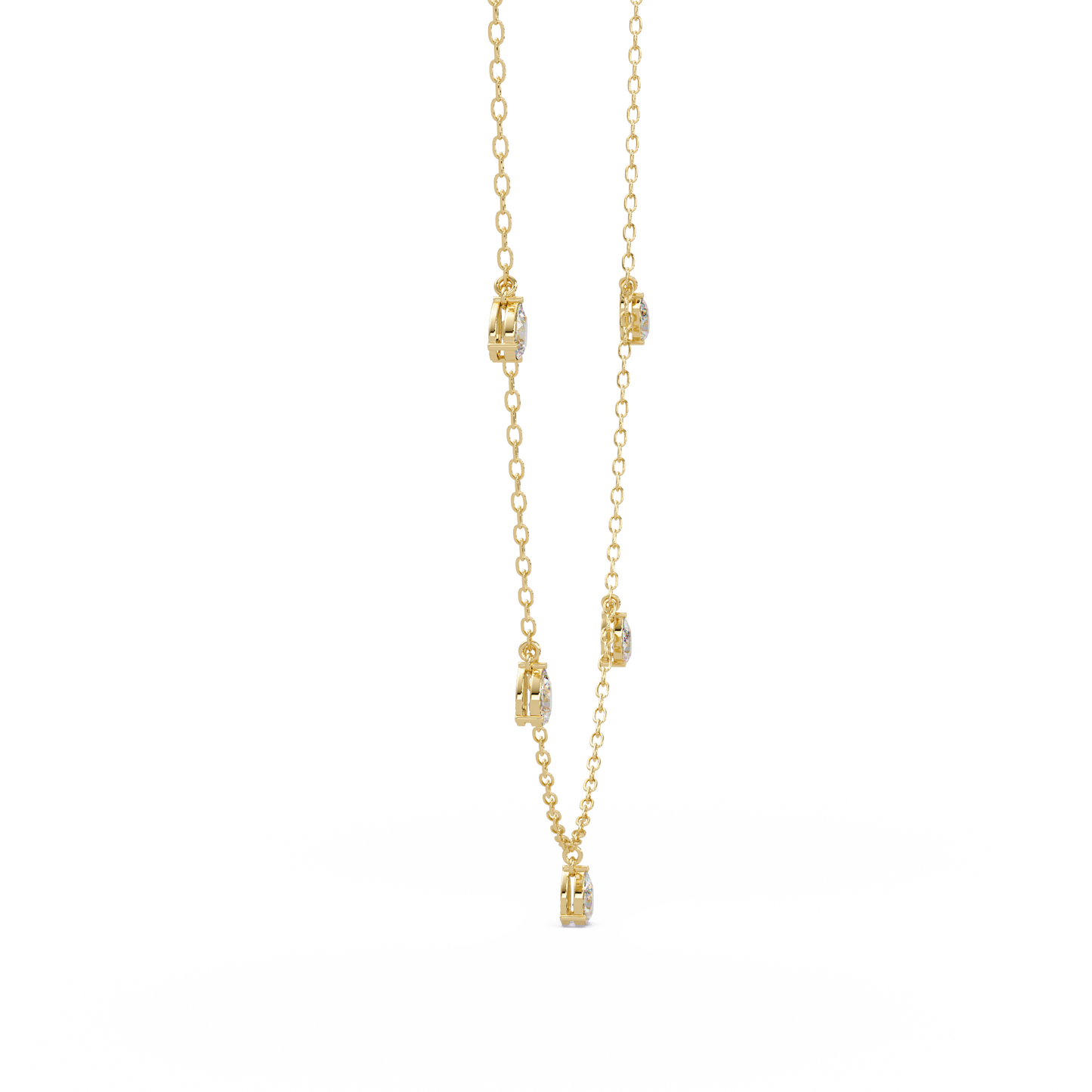 Pear Cut Lab-Grown Diamond Station Necklace in Rose Gold - HIGHCARAT DIAMONDS