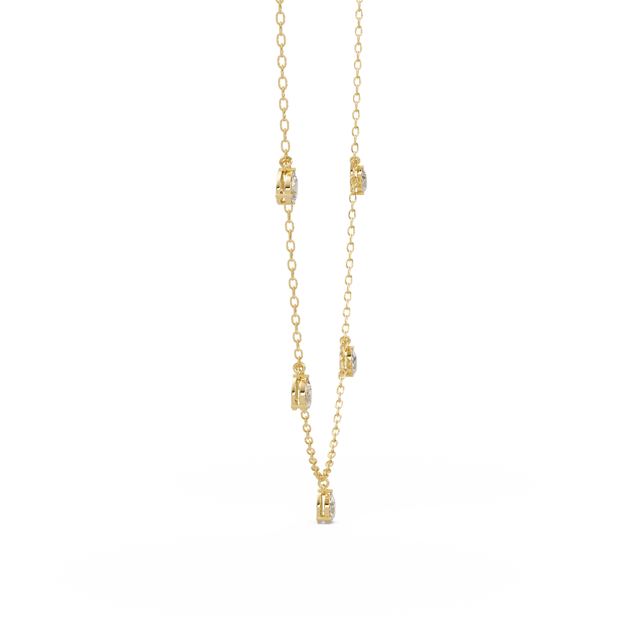Pear Cut Lab-Grown Diamond Station Necklace in Rose Gold - HIGHCARAT DIAMONDS