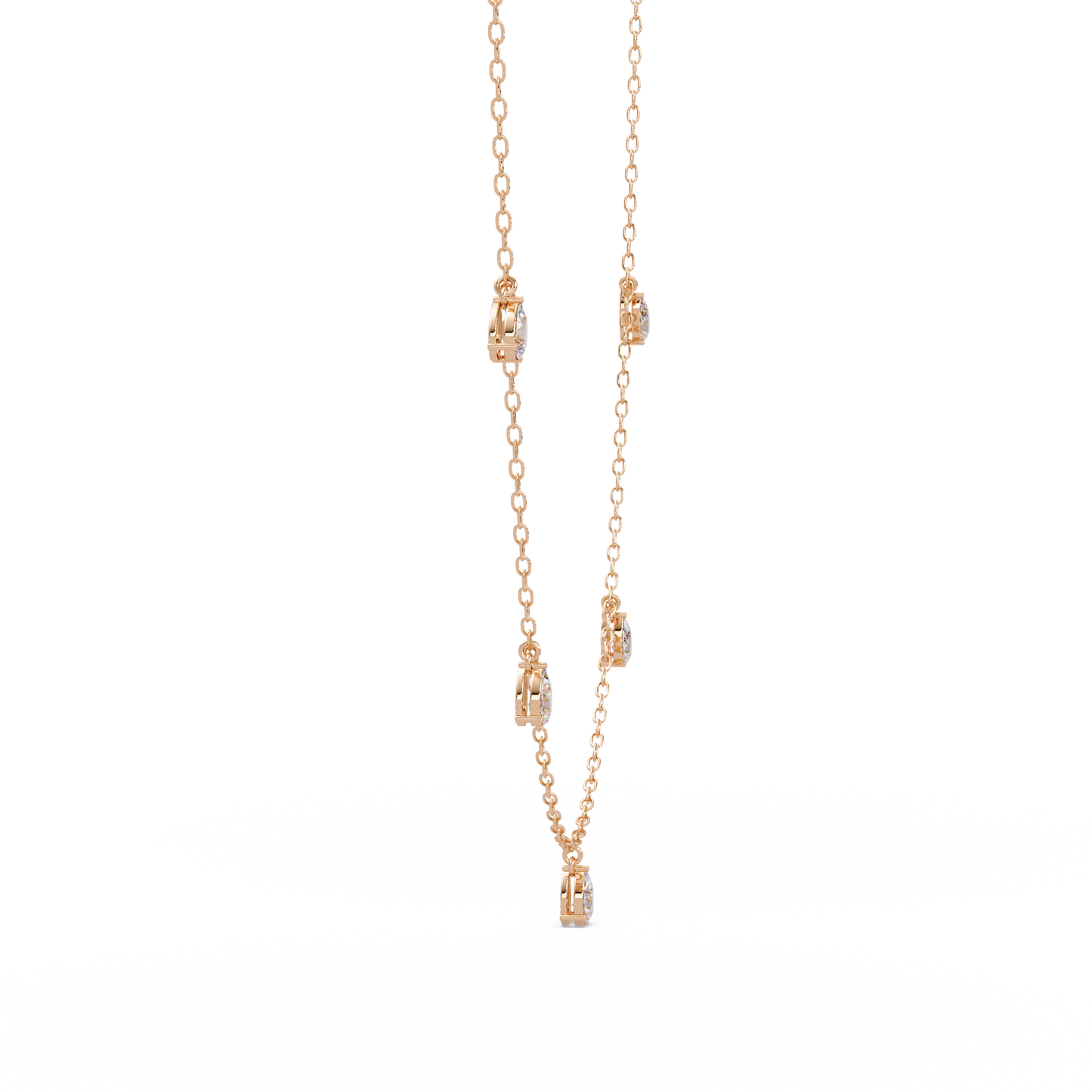Pear Cut Lab-Grown Diamond Station Necklace in Rose Gold - HIGHCARAT DIAMONDS