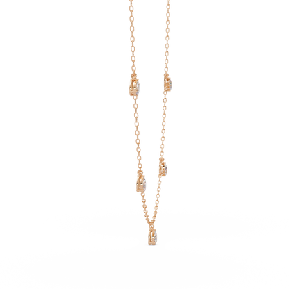 Pear Cut Lab-Grown Diamond Station Necklace in Rose Gold - HIGHCARAT DIAMONDS