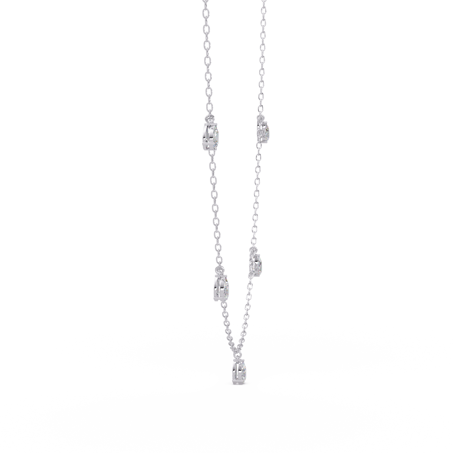 Pear Cut Lab-Grown Diamond Station Necklace in Rose Gold - HIGHCARAT DIAMONDS