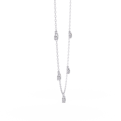 Pear Cut Lab-Grown Diamond Station Necklace in Rose Gold - HIGHCARAT DIAMONDS