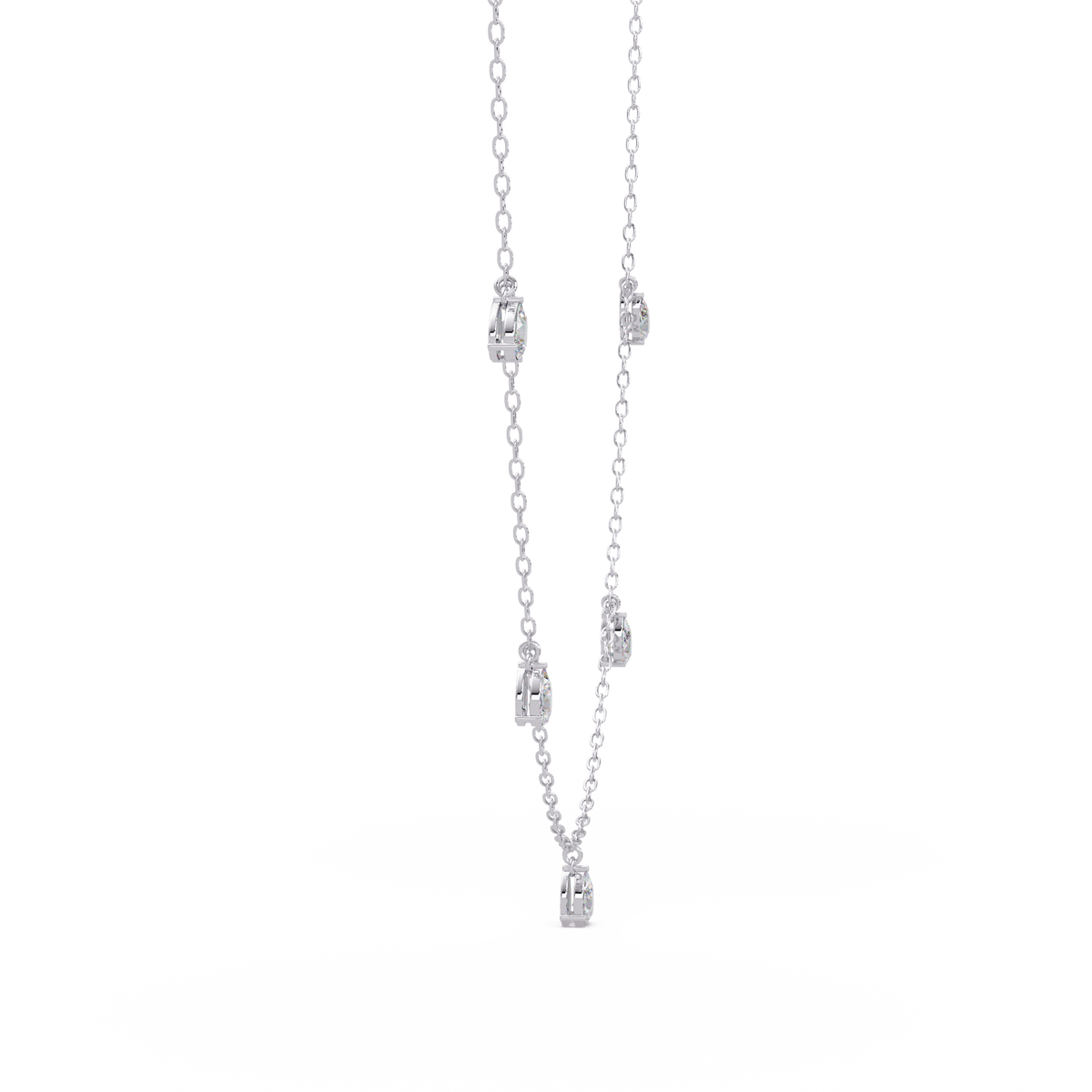 Pear Cut Lab-Grown Diamond Station Necklace in Rose Gold - HIGHCARAT DIAMONDS