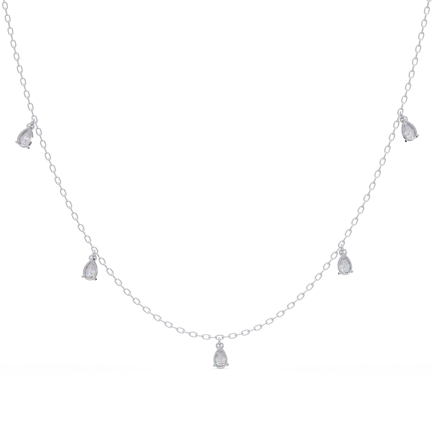 Pear Cut Lab-Grown Diamond Station Necklace in Rose Gold - HIGHCARAT DIAMONDS
