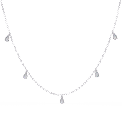 Pear Cut Lab-Grown Diamond Station Necklace in Rose Gold - HIGHCARAT DIAMONDS