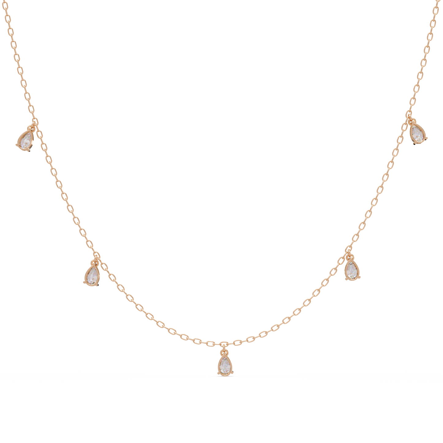 Pear Cut Lab-Grown Diamond Station Necklace in Rose Gold - HIGHCARAT DIAMONDS